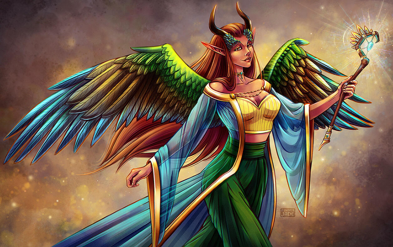 Dungeons and Dragons D&D Aarakocra Tiefling Druid Magic