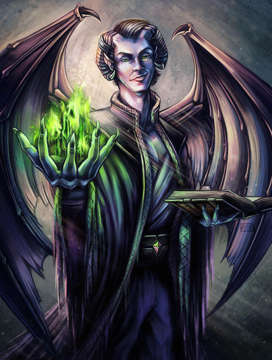 Dungeons and Dragons D&D Tiefling Sorcerer Warlock Necromancer Magic